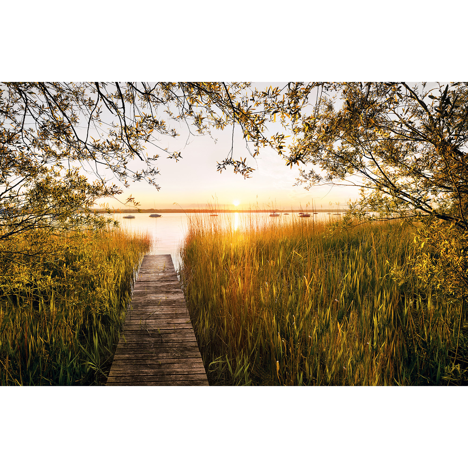 Vlies-Fototapete LAKESIDE - bunt - 400x260 cm