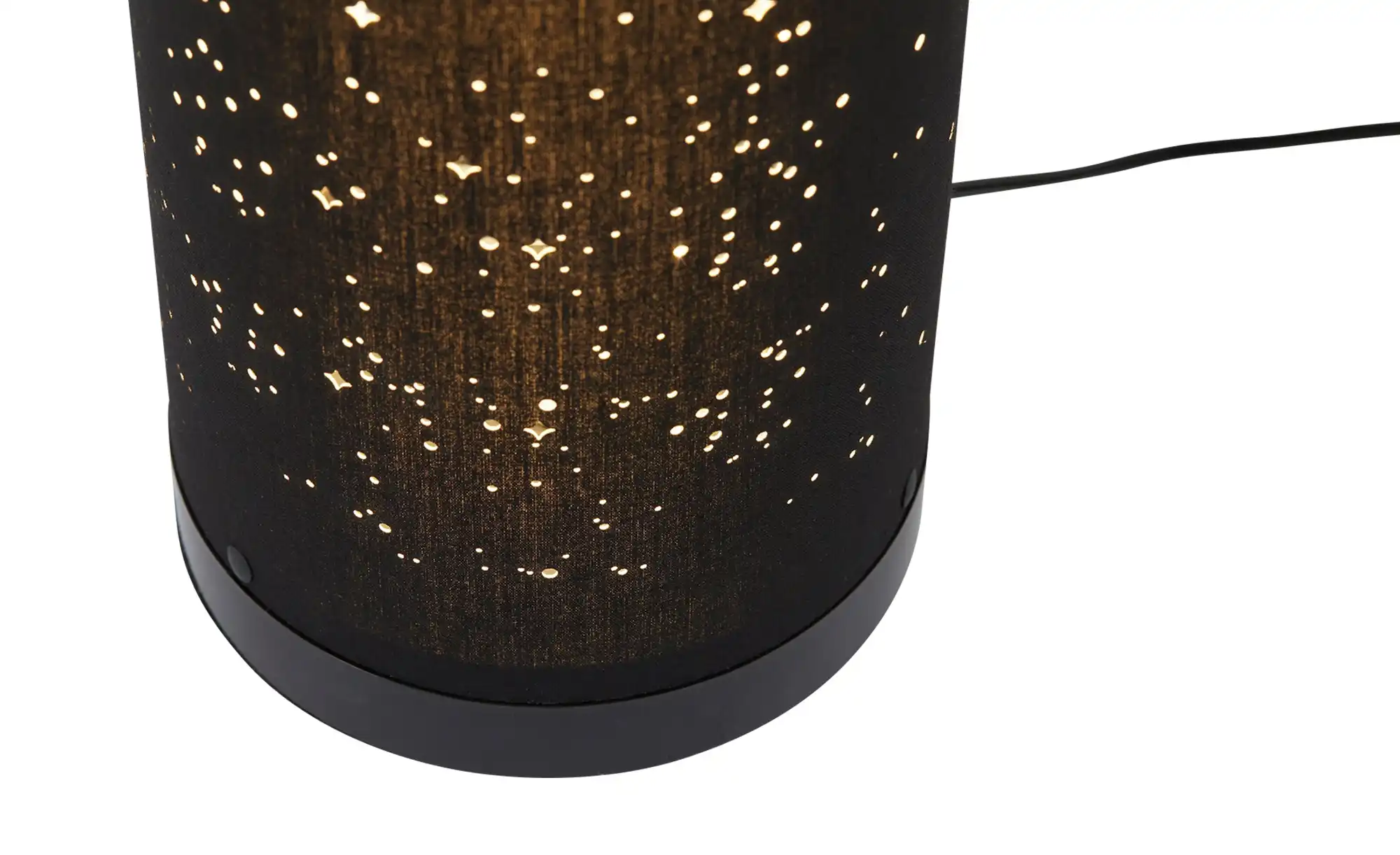 levelone LED-Stehleuchte, Stoff schwarz mit Sternenstanzung