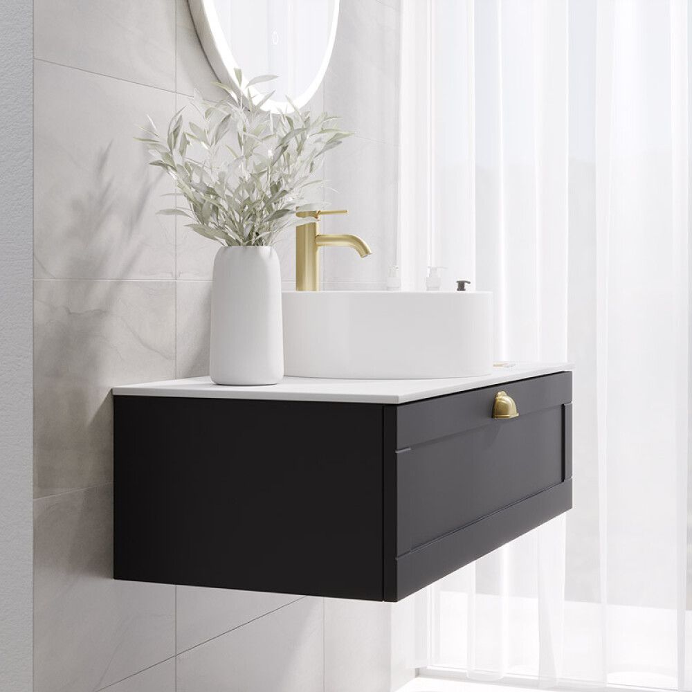 BADEROMSMØBEL CAMARGUE IQ+ FRONT RAM SVART MATT 100CM