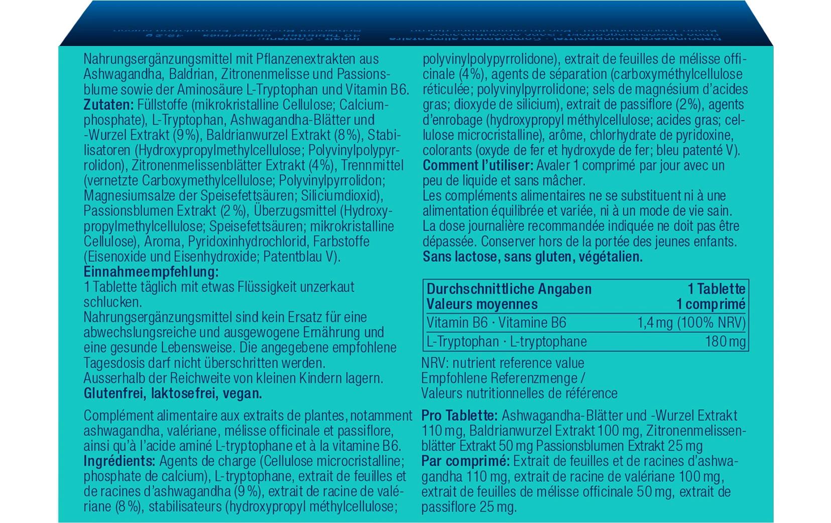 Nacht 20 TablettenVeganes Nahrungsergänzungsmittel für einen erholsamen Schlaf