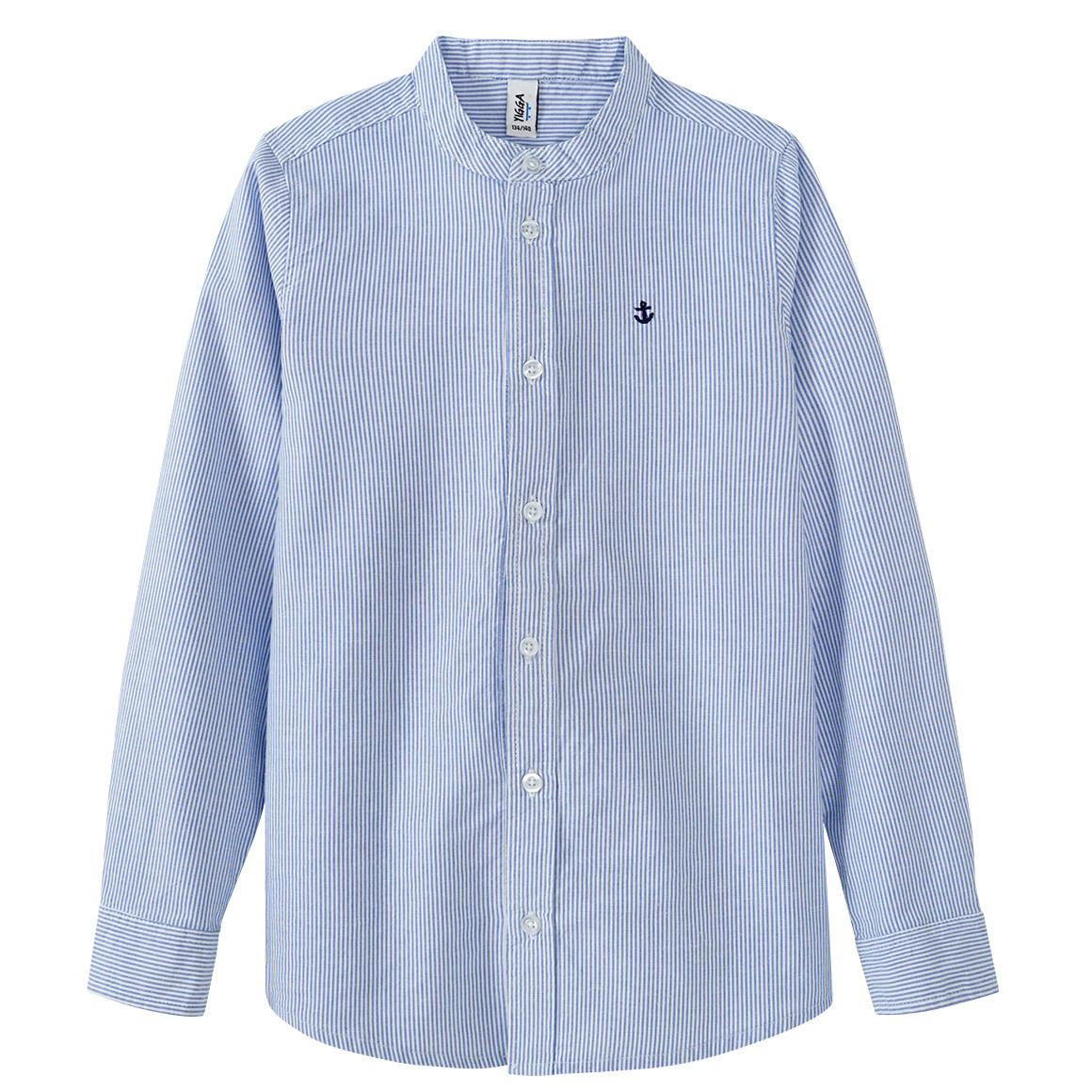 Yigga Jungen Hemd mit kleiner Stickerei hellblau / weiss