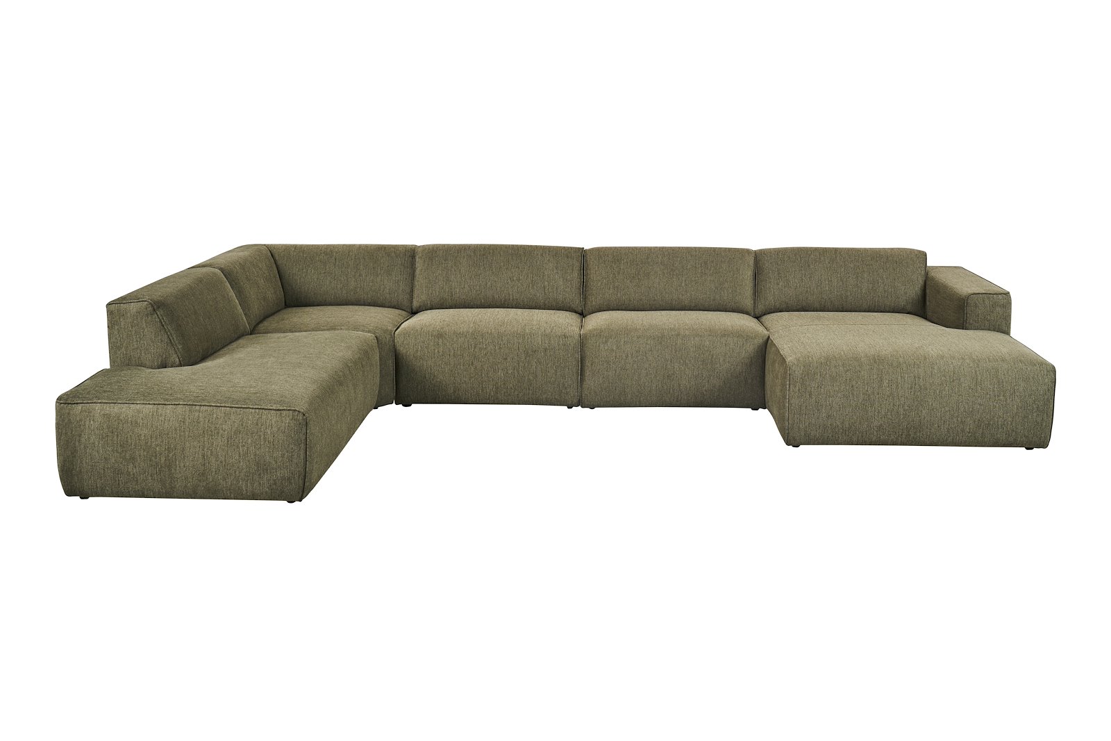 Enjoy U-sofa oppsett Åpen ende venstre liten, hjørne, 2-seter, sjeselong høyre liten i tekstil Brego 77 Green med sorte ben