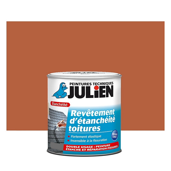 Peinture revêtement d'étanchéité toitures fortement élastique Julien mat terre cuite 2,5L
