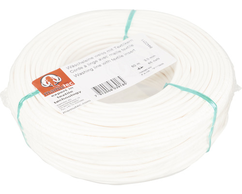 Mamutec witte waslijn met textielkern Ø 3 mm, 60 m