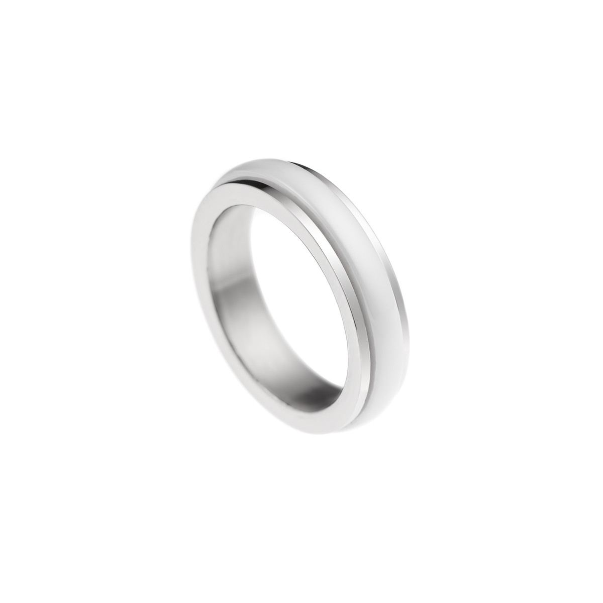 STELLA - Bague Simple - Pure Ceramic blanche et acier