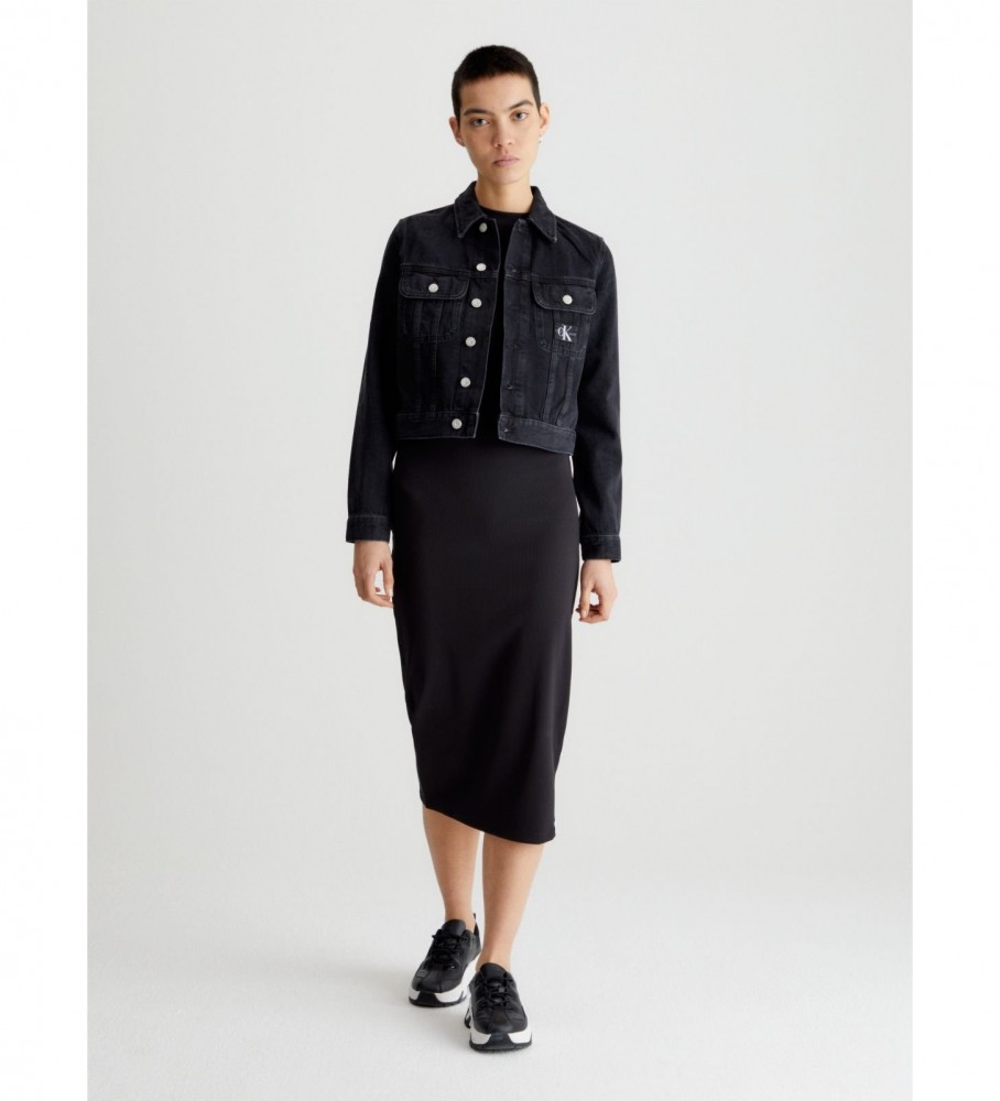 Jaqueta cropped Calvin Klein Jeans anos 90 preta