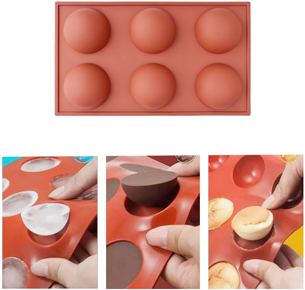 6-fach Silikon Backform 3D Dessert Form für Fondant / Schokolade - Halbkugeln