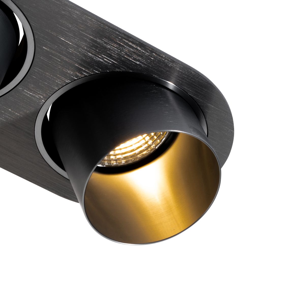 Afgeronde inbouwspot gunmetal GU10 70mm kantelbaar 2-lichts - Installa