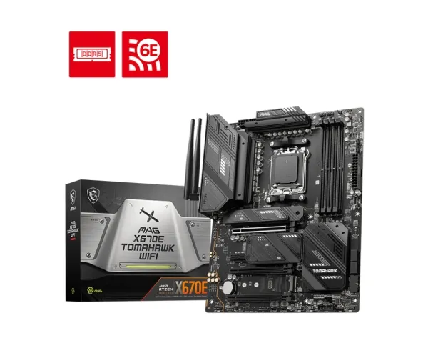 [OUTLET] - MSI MAG X670E TOMAHAWK WIFI - Bundkort - ATX - Socket AM5 - AMD X670 Chipset - USB 3.2 Gen 1, USB 3.2 Gen 2, USB-C Gen 2x2, USB-C 3.2 Gen2 - 2.5 Gigabit LAN, Wi-Fi 6, Bluetooth - onboard grafik (CPU påkrævet) - HD Audio (8-kanaler)