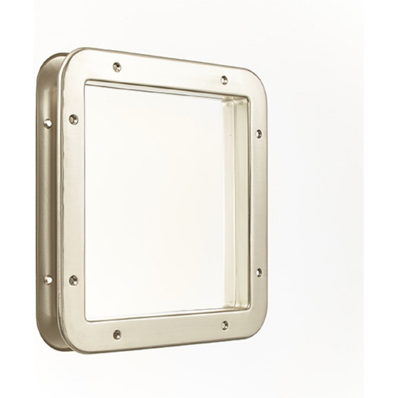 Hublot de porte carré nickelé mat