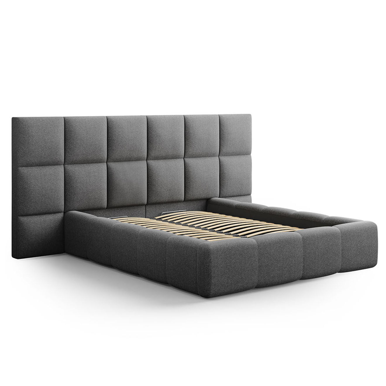 Maison Héritage Lit avec coffre de rangement Isa gris foncé - 230x300x125 cm