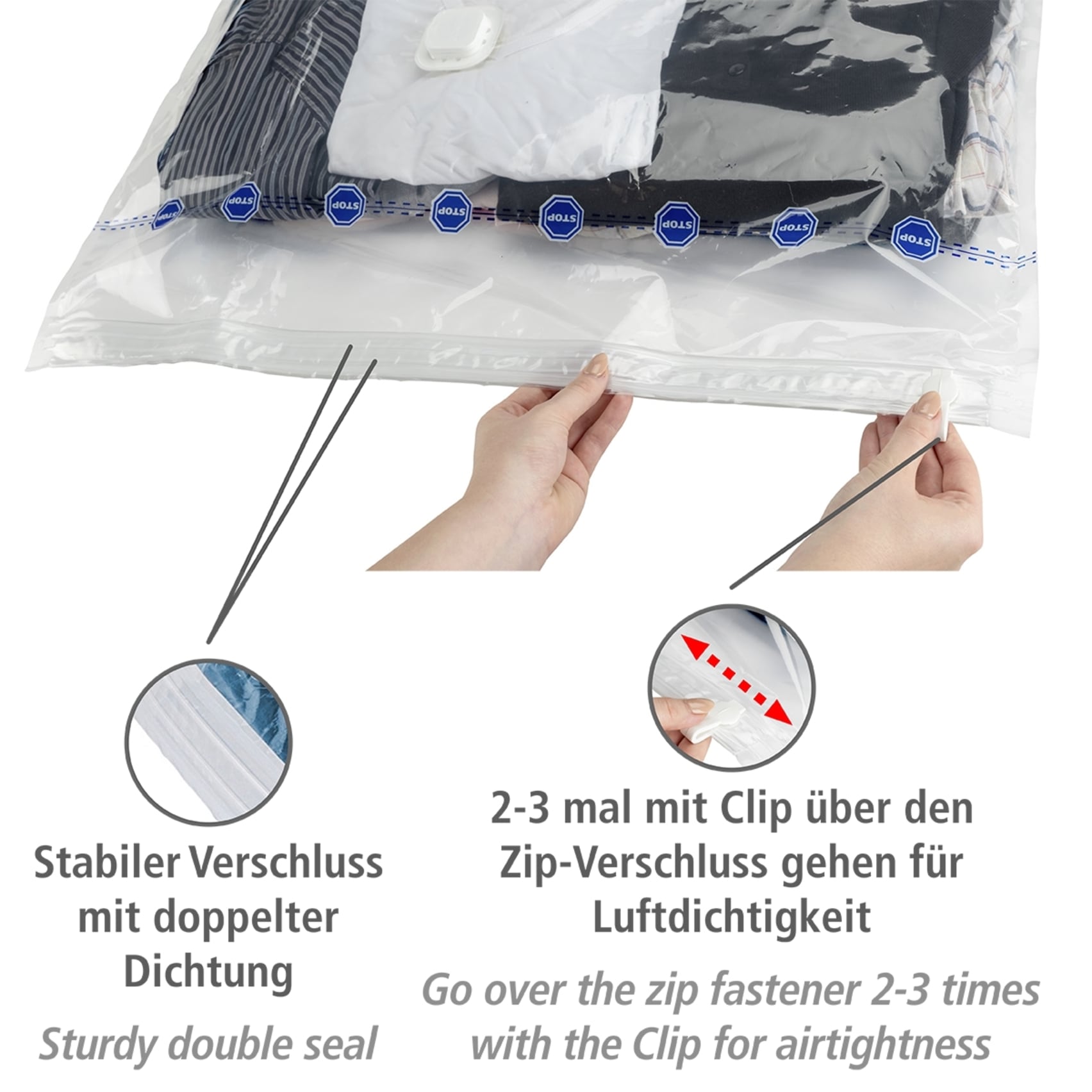 WENKO Unterbettkommode »Vakuum Soft Box M« integrierte Vakuum-Tasche & Blitzventil, bis zu 75 % Platzersparnis