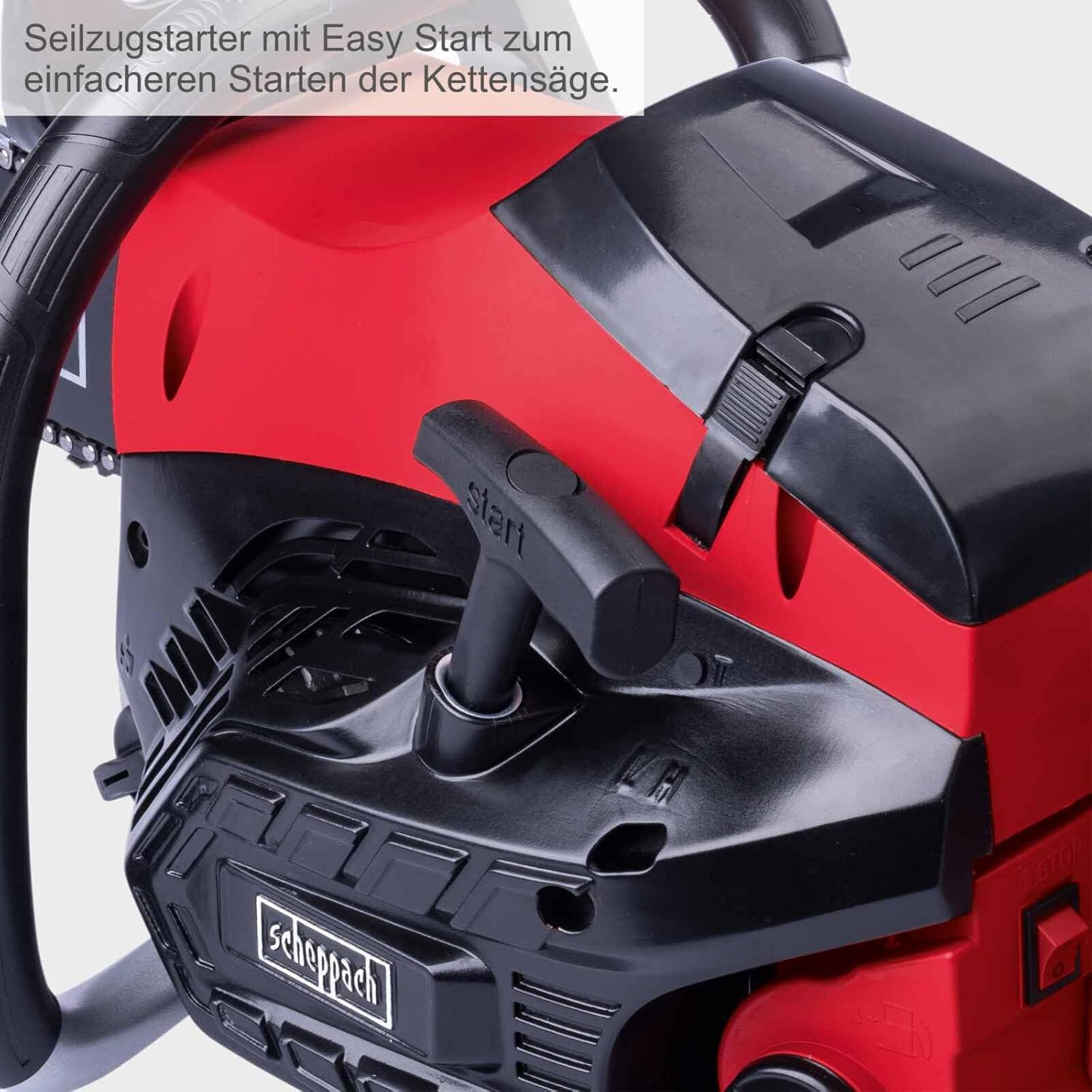 Scheppach Benzin Baumpflegesäge PCS53 Kettensäge mit 47cm Schnittdurchmesser | 2 Takt Benzinmotor 2,7PS Leistung | Schwertlänge 51cm | Hubraum 53cm³ | Automatische Kettenschmierung & Kettenbremse