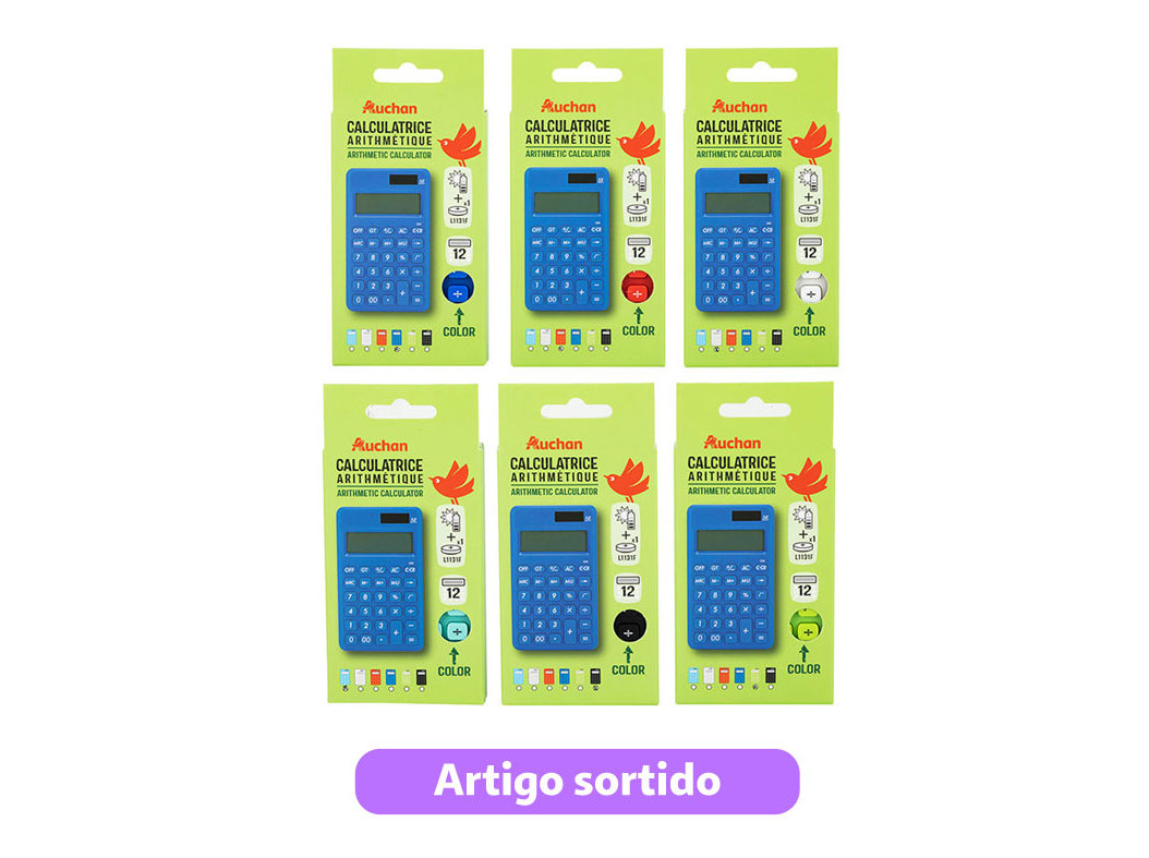 CALCULADORA ARITMÉTICA AUCHAN 12 DIGIT CORES SORTIDAS