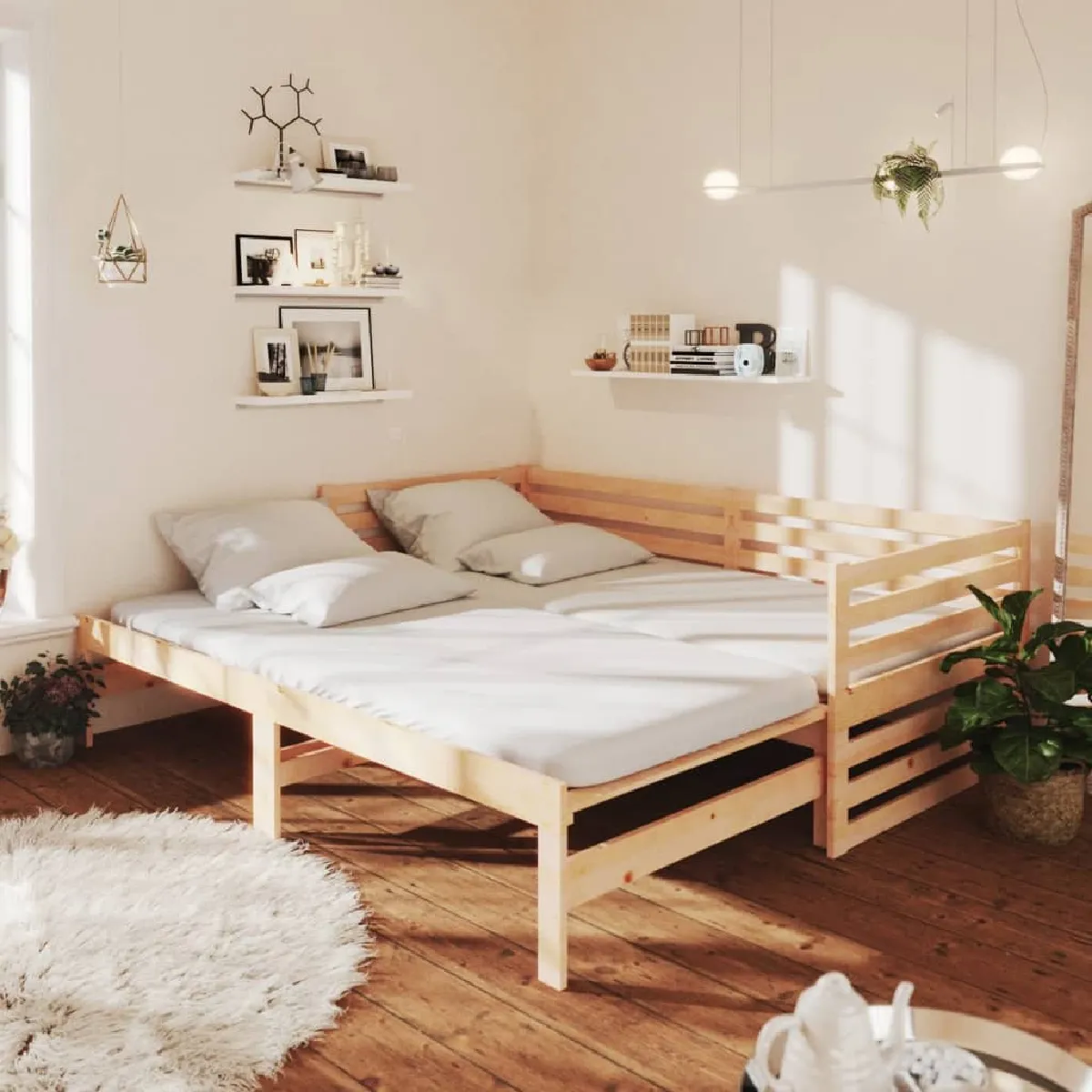 vidaXL Lit coulissant 90x200 cm - Bois de pin massif