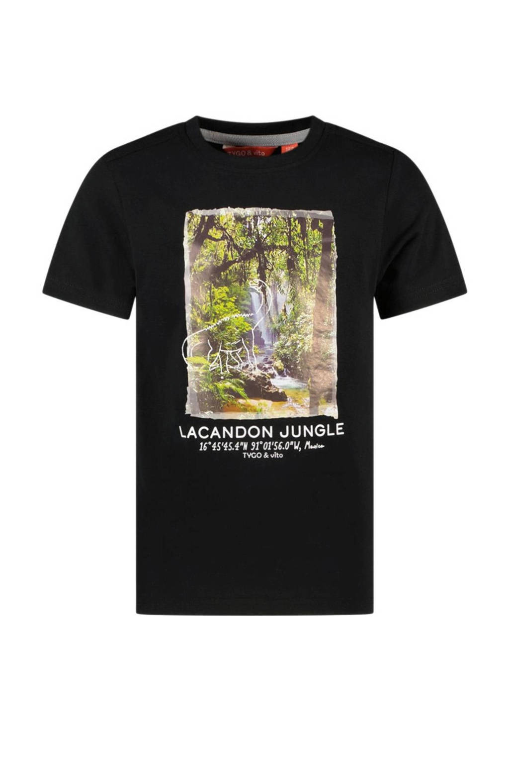 TYGO & vito T-shirt John met printopdruk zwart