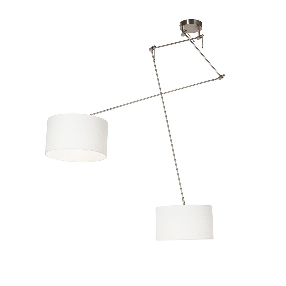Smart hanglamp staal met kap 35 cm wit incl. 2 Wifi A60 - Blitz