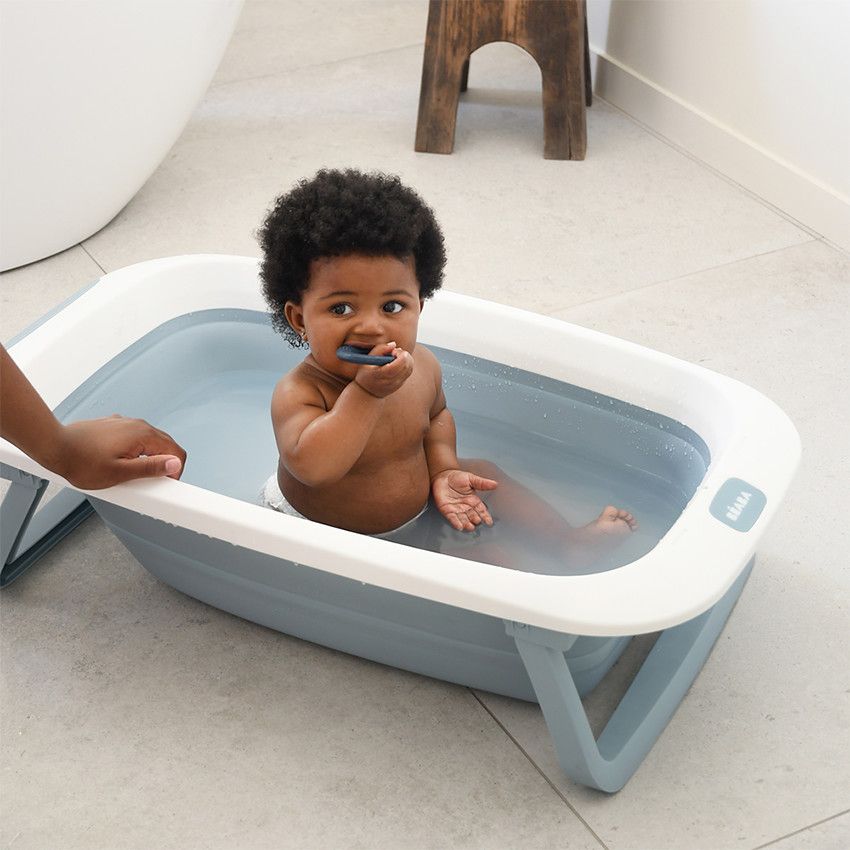 Baignoire pliable Eazy Pop Camélé'O Bleu Baltique - Ecru