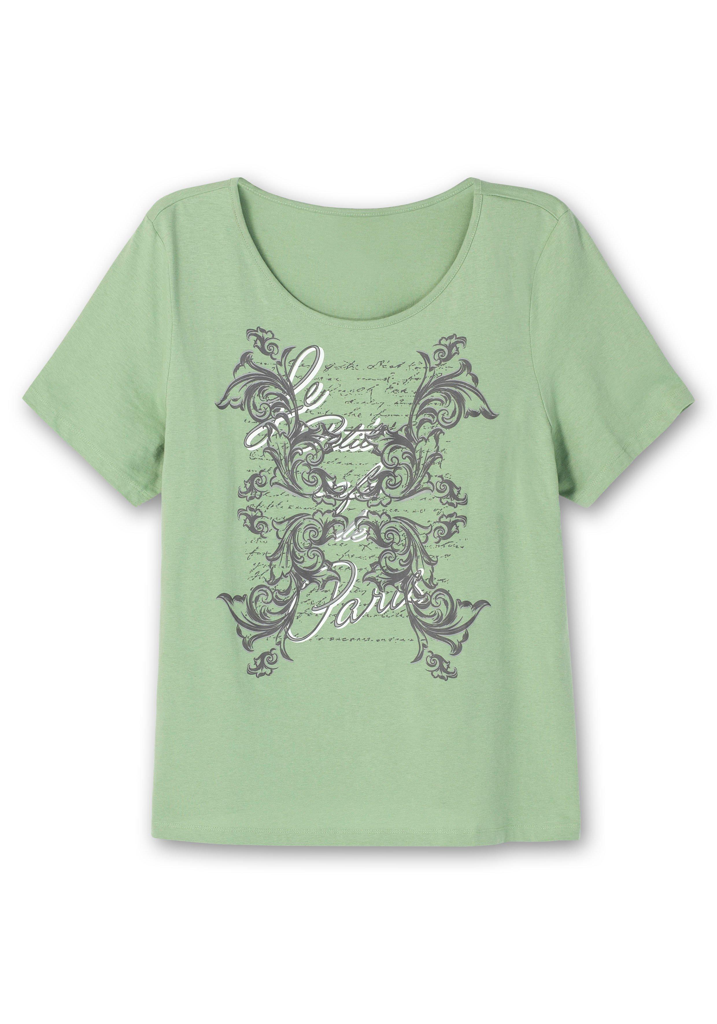 Jerseyshirt mit Frontprint und kurzem Ärmel