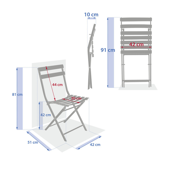 Ensemble table de jardin pliante ronde + 2 chaises GREENSBORO Café