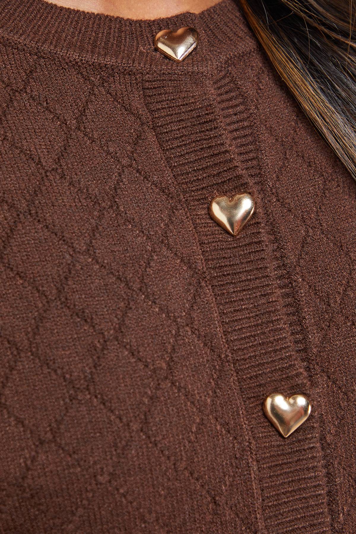 Oasis Cardigan Col Rond à Boutons Cœur