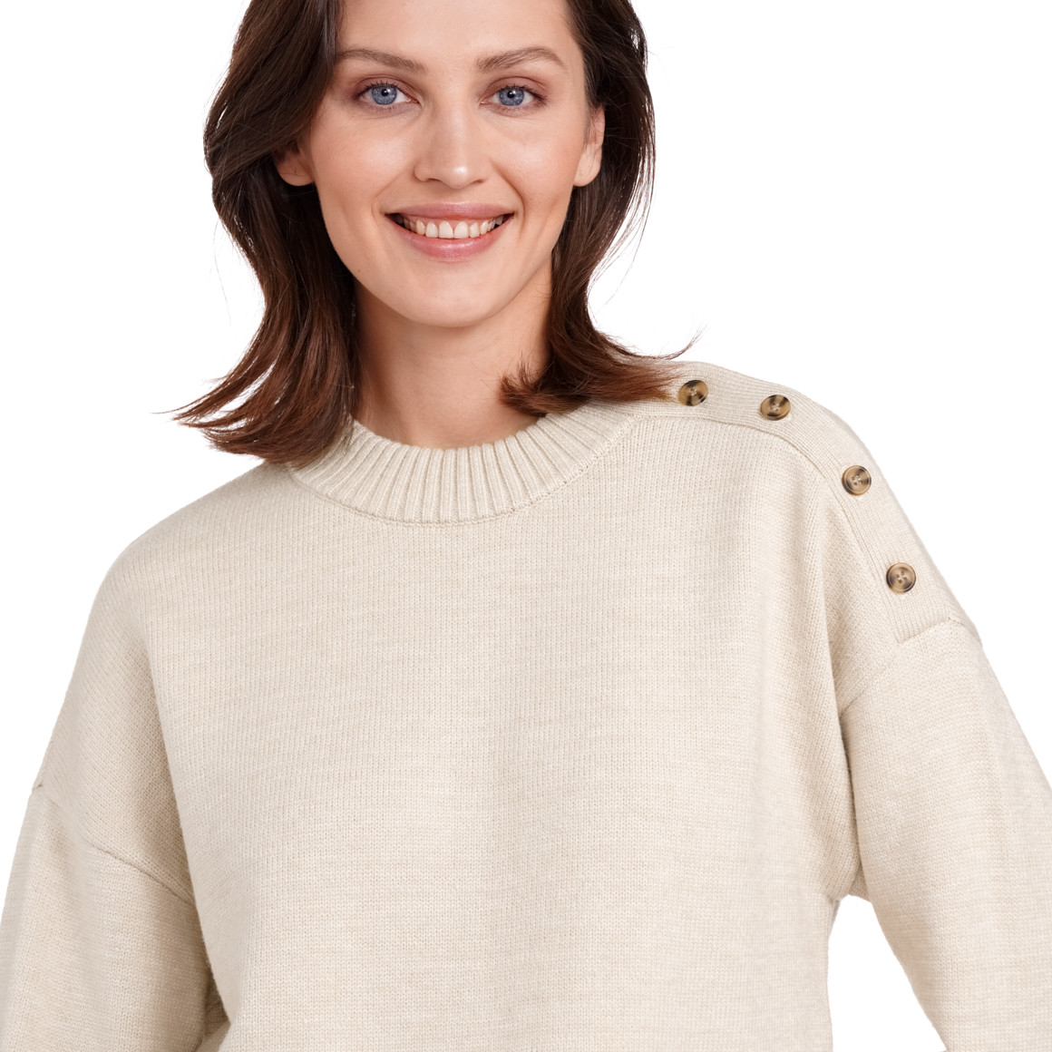 Gina Benotti Damen Strickpullover im Lagen-Look creme