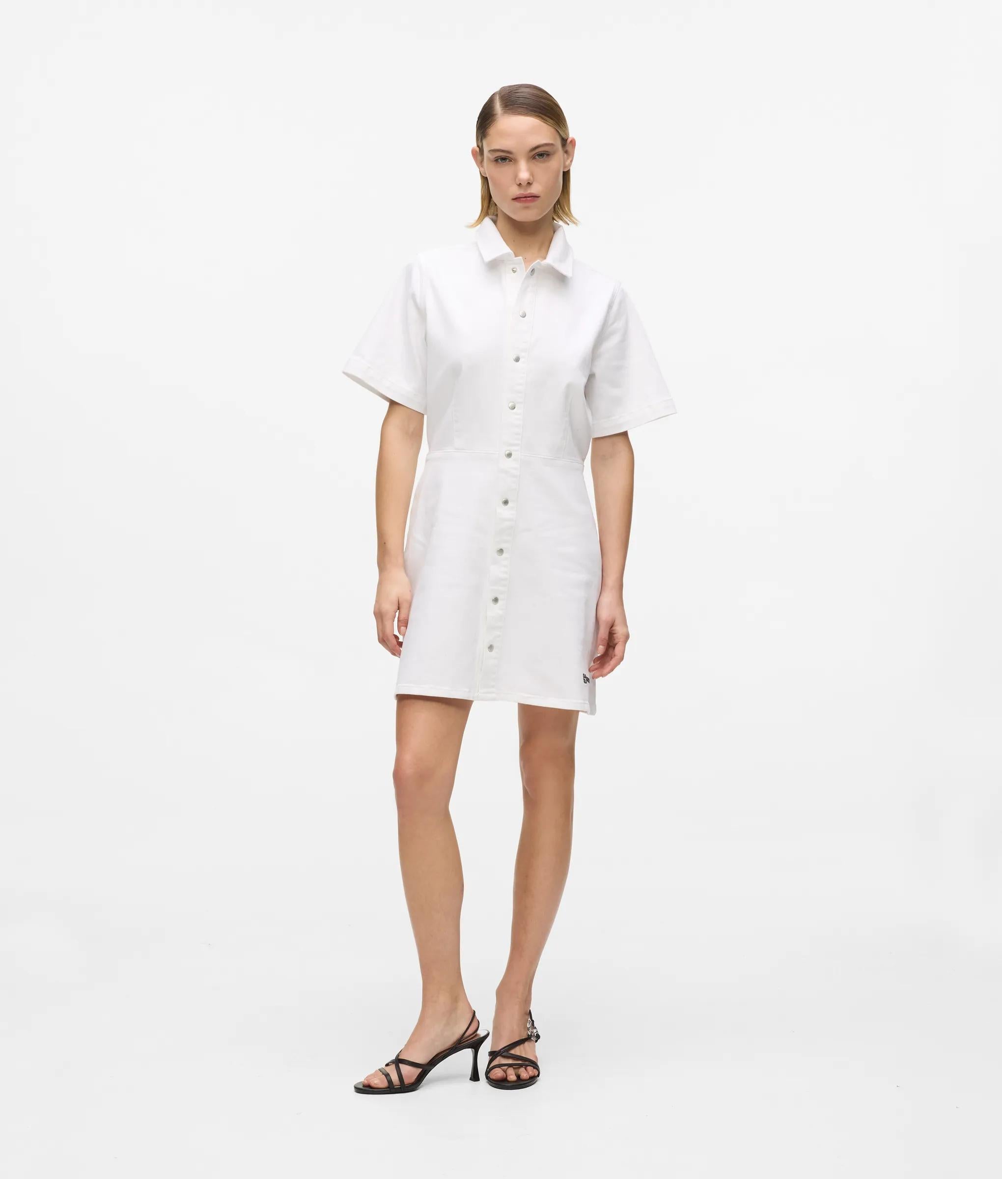 Witte denim Jurk met korte mouwen
