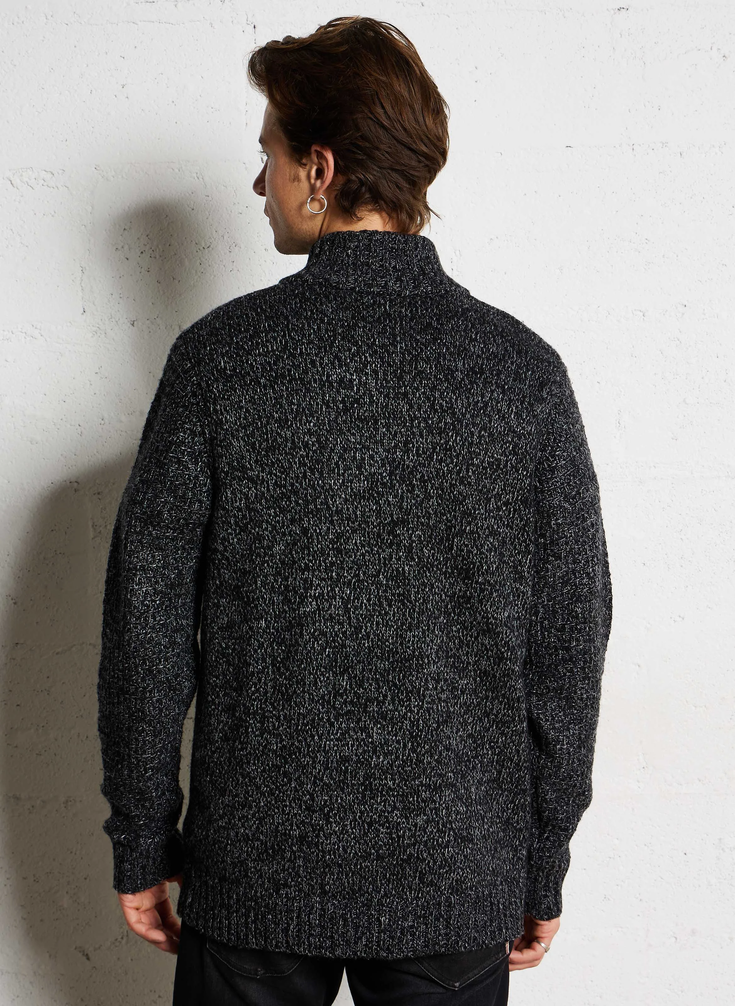 TRIOS - Pull droit à col montant zippé| Gris
