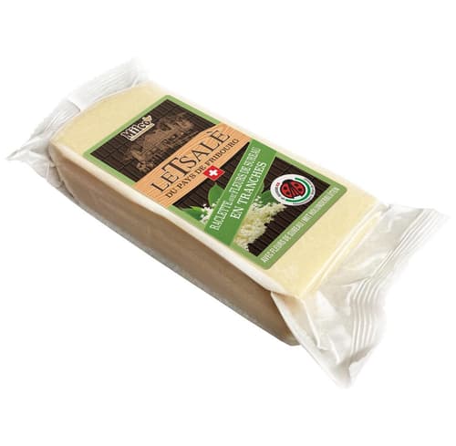 Milco schweizer Raclette in Scheiben mit Holunderblüten