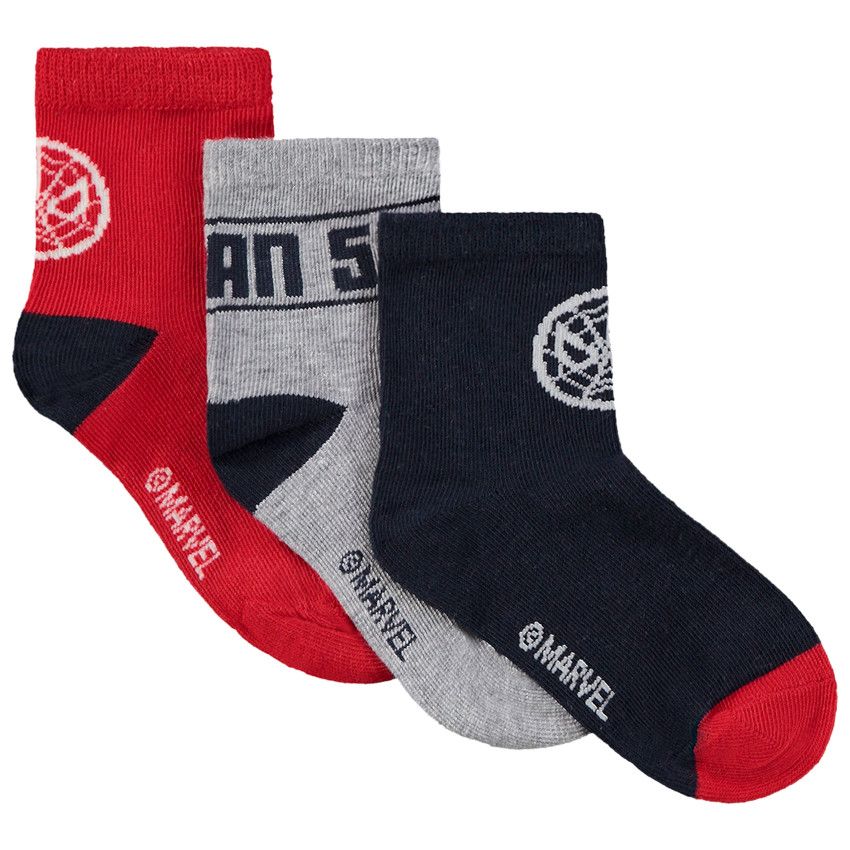 Lot de 3 paires de chaussettes Spider-Man Marvel pour garçon - Bleu marine
