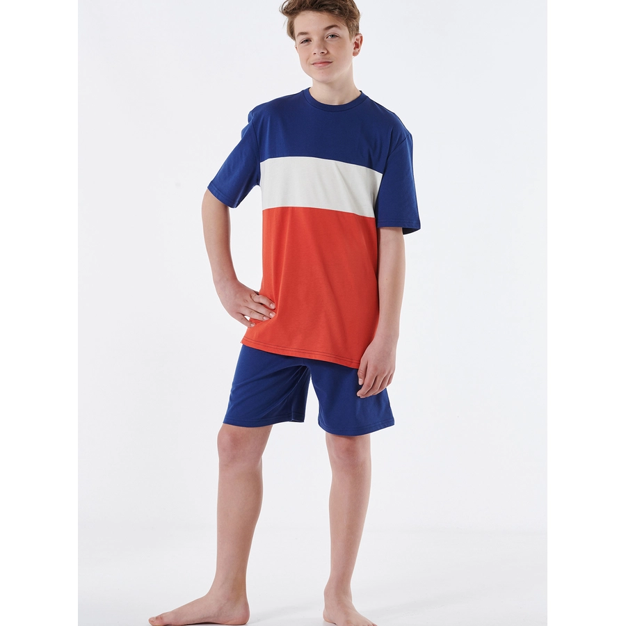 Schiesser Pyjama Organic Cotton rot, blau