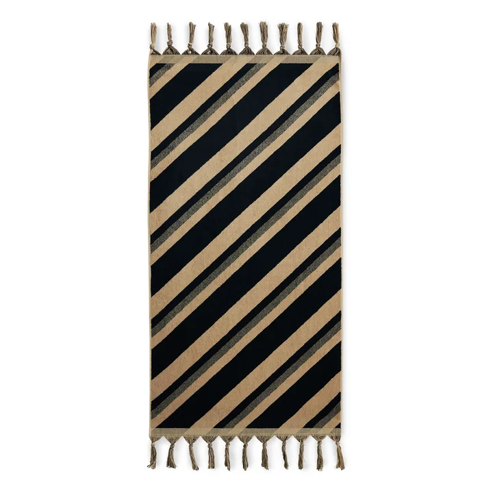HKliving - 1965 Badetuch, 70 x 140 cm, beige / schwarz