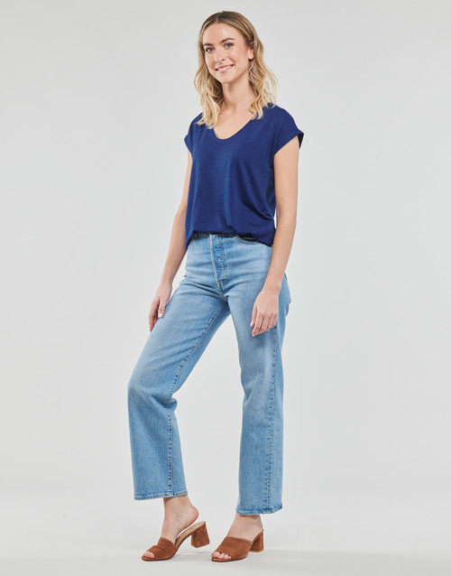 Pieces - PCBILLO TEE LUREX STRIPES - Bleu