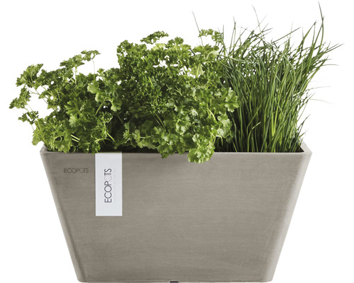 Ecopots Berlin plantenbak, kunststof, 25 x 25 x 12,8 cm, bruingrijs