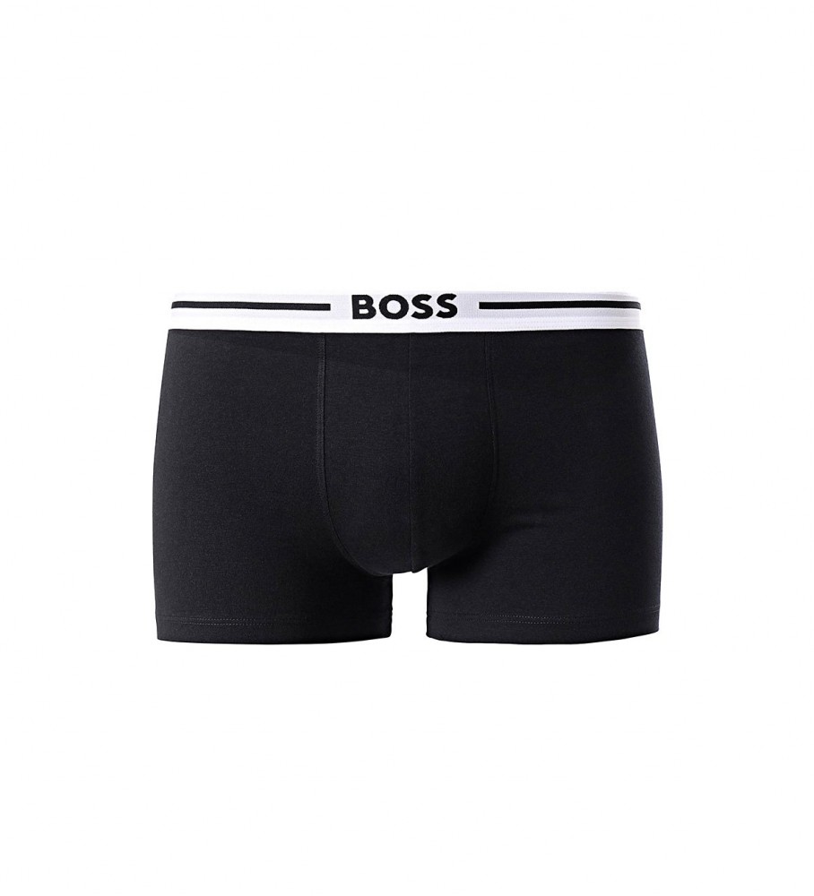 Pacote com 3 cuecas boxer BOSS Bold nas cores verde, amarela e preta.