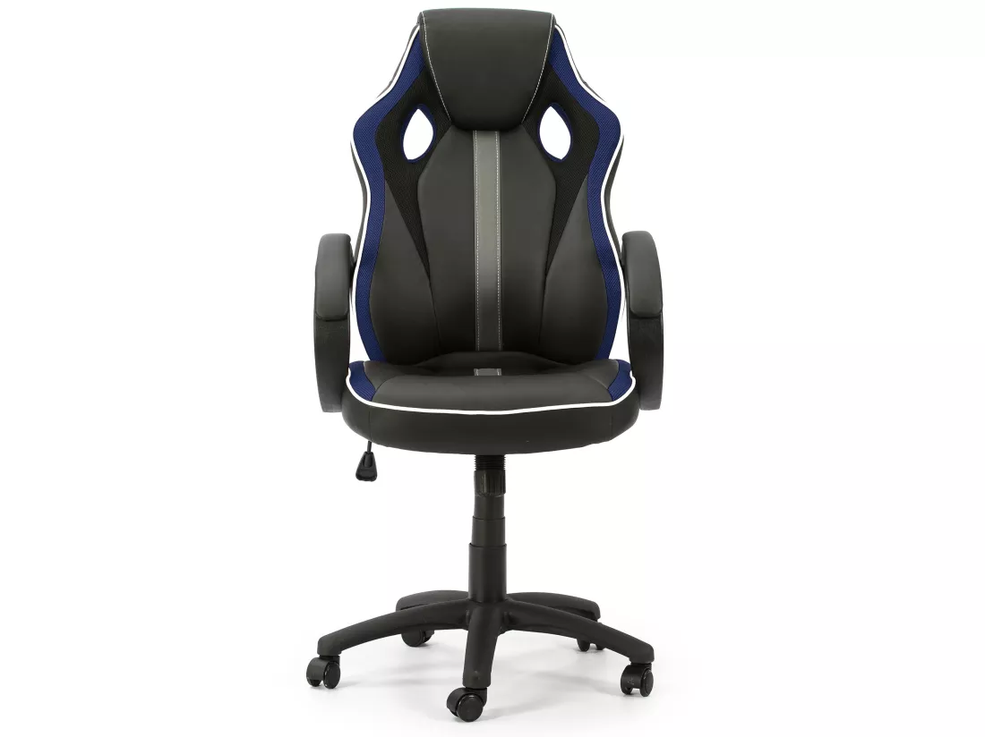 Fauteuil de Bureau réglable et inclinable Formula tapissé en Similicuir, Noir/Bleu
