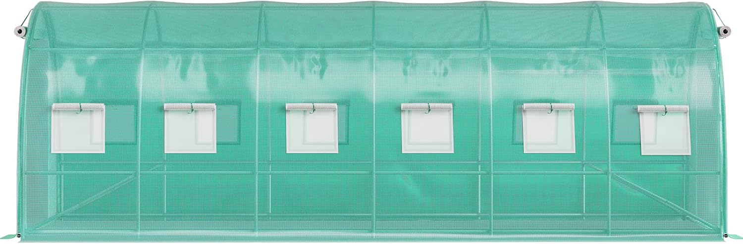 VEVOR Bogendach Gewächshaus 6,1x3x2,1m Foliengewächshaus Verzinkter Stahlrahmen und PE Abdeckplane Treibhaus Tunnel Wasserdicht und UV-beständig Tomatengewächshaus Ideal für Anbau von Gemüse Blumen