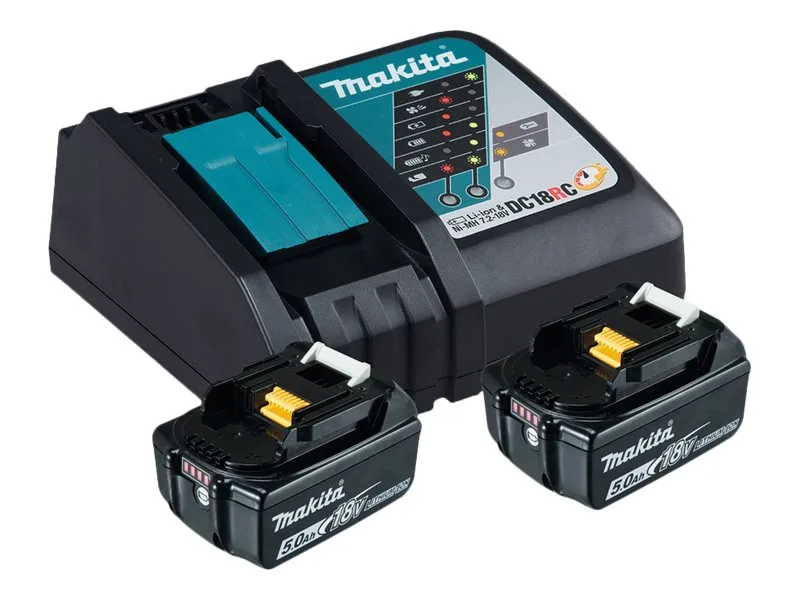 Makita DC18RC - Batterioplader   batteri 2 x - Li-Ion - 5 Ah - 90 Wh - 1 x batterier lader op