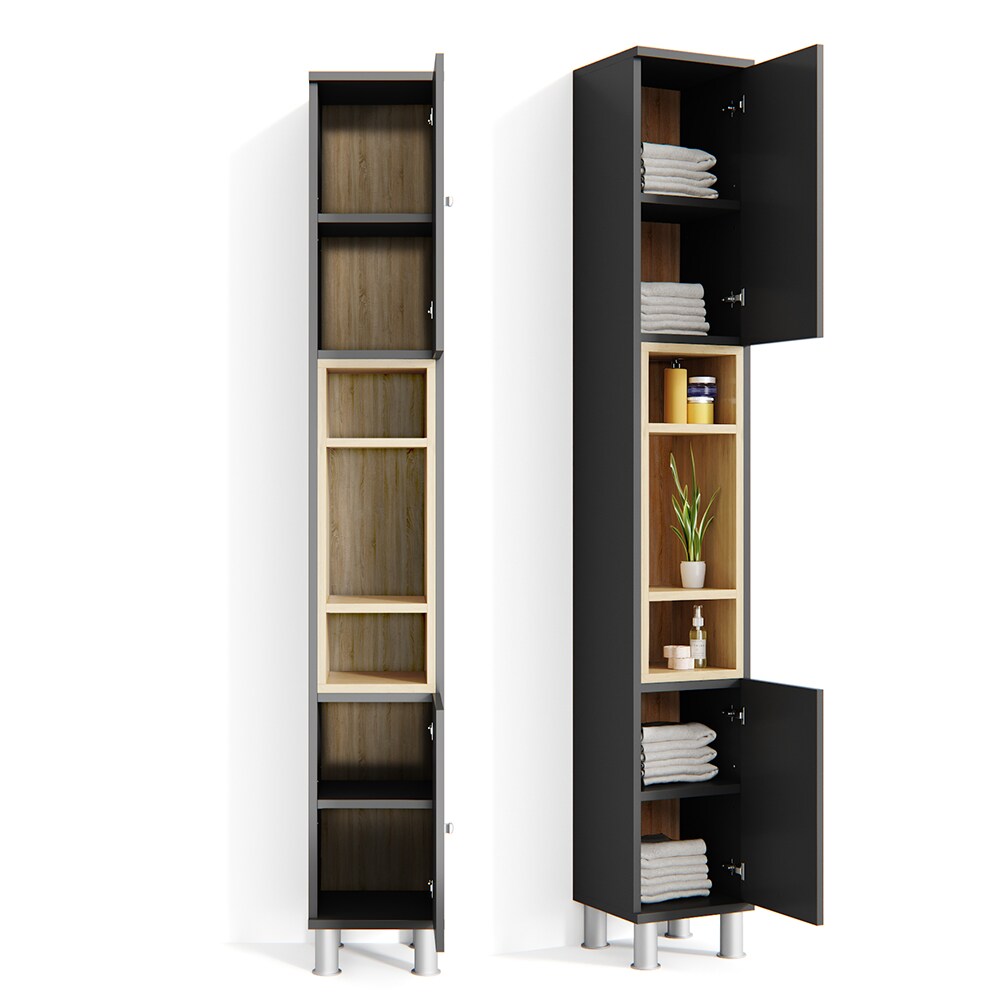 Vicco Badschrank Aquis Badezimmerschrank Hochschrank Bad Schrank Eiche Anthrazit
