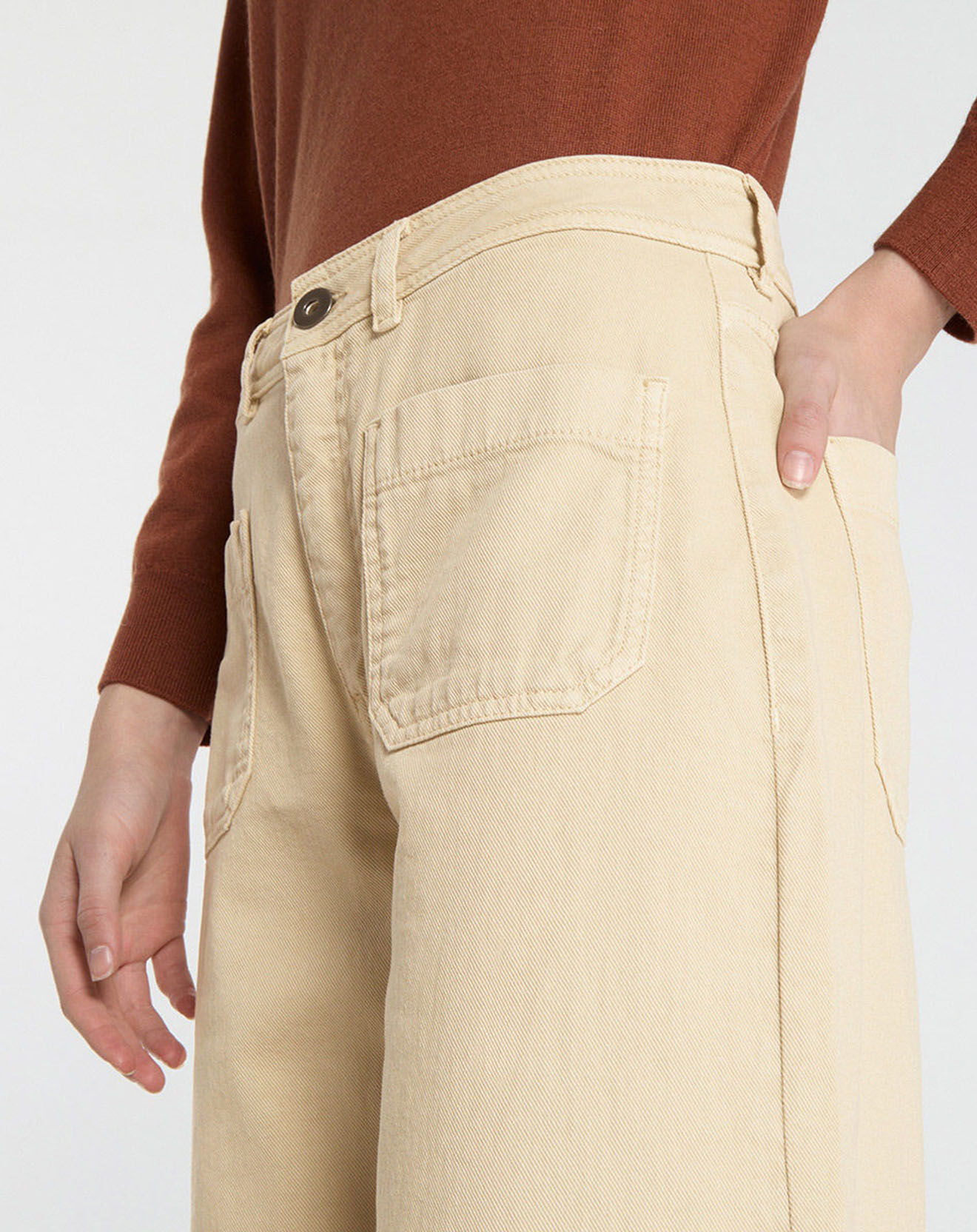 Galeries Lafayette Jean style jupe culotte en Coton Regan Dumbo écru