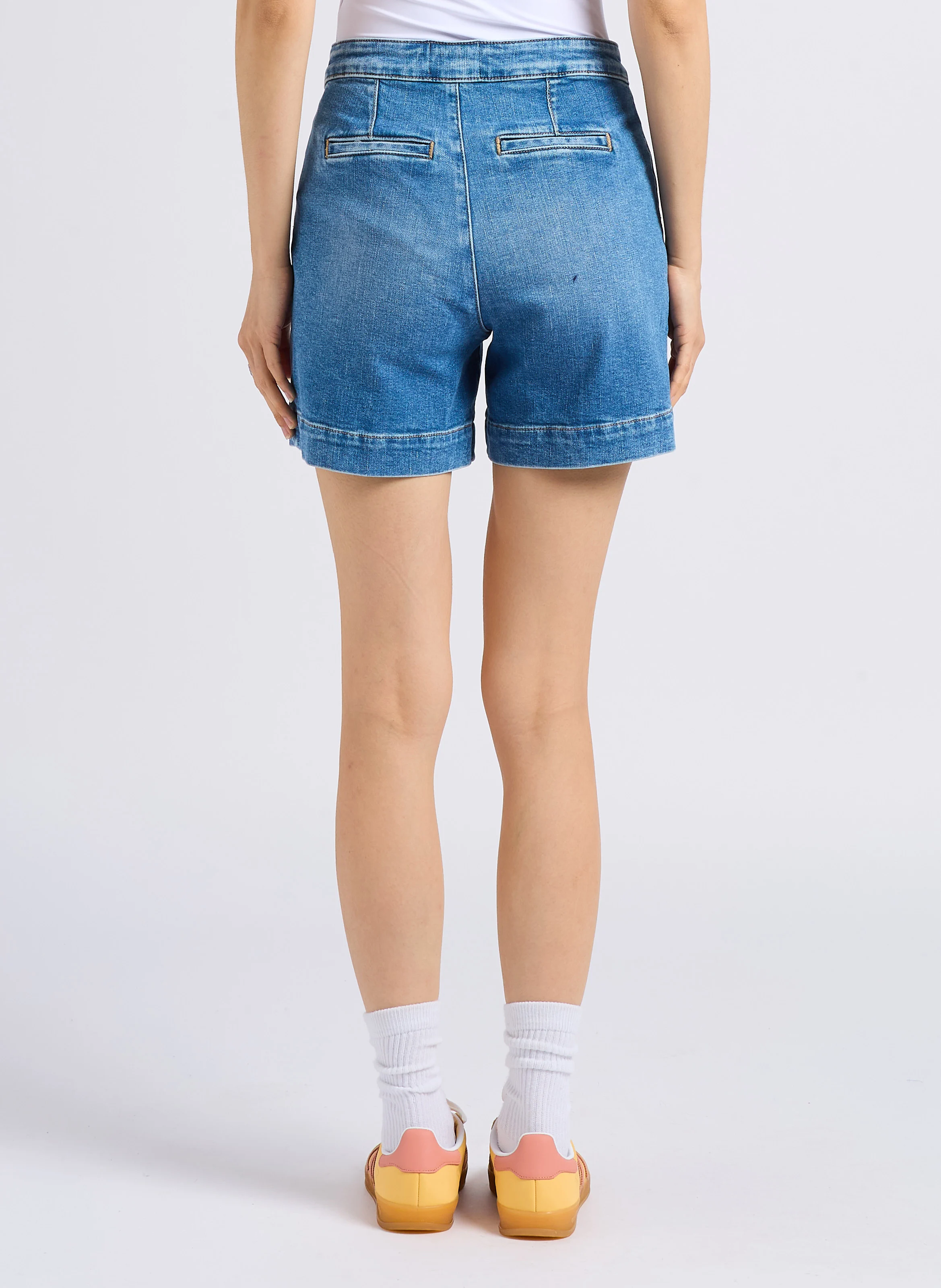MICKY - Short droit taille haute en coton | Bleu