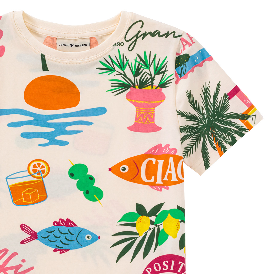 Jonas Nielsen Jungen T-Shirt mit Allover-Muster weiss