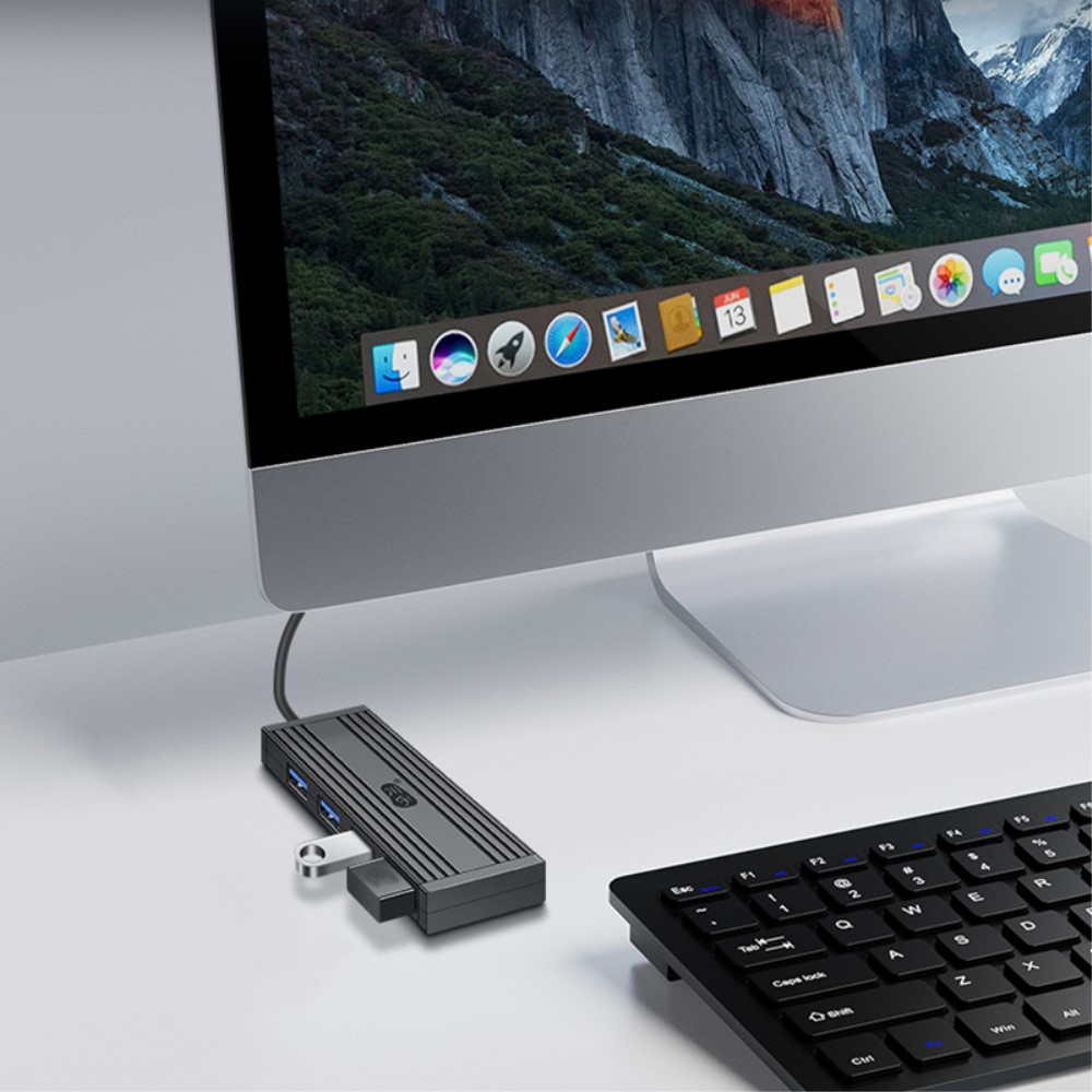 (1.2m) USB A 3.0 Multiport Adapter Hub mit 4x USB A 3.0 Anschluss (5Gbit/s) - Schwarz