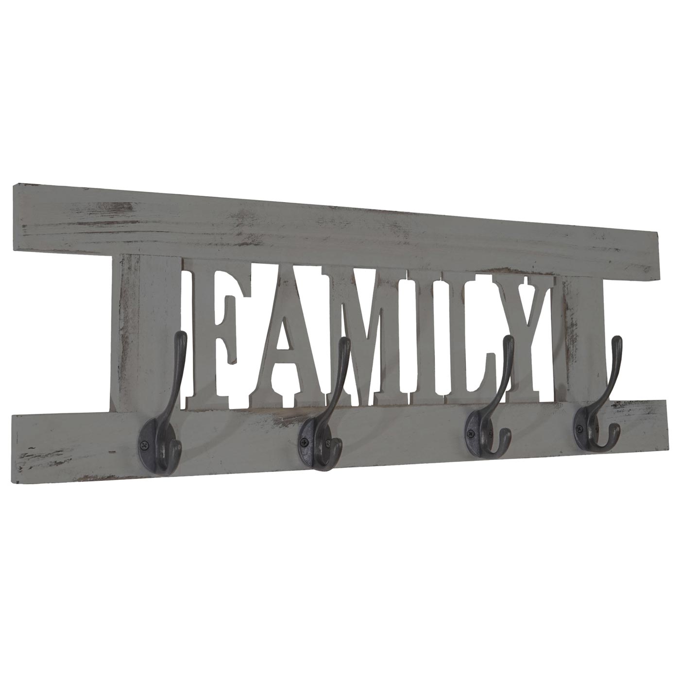 Wandgarderobe Familie, Garderobe Garderobenpaneel, Shabby-Look Vintage 60x20cm ~ grau