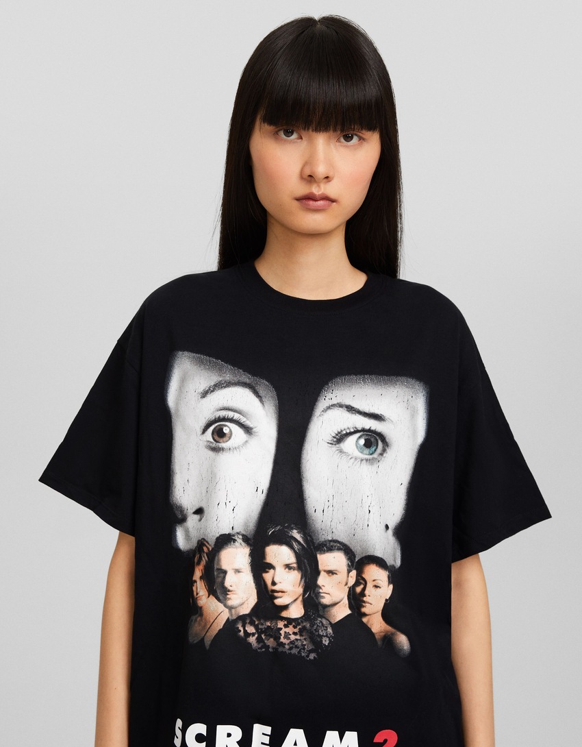 Camiseta oversized de manga curta com estampa Scream
