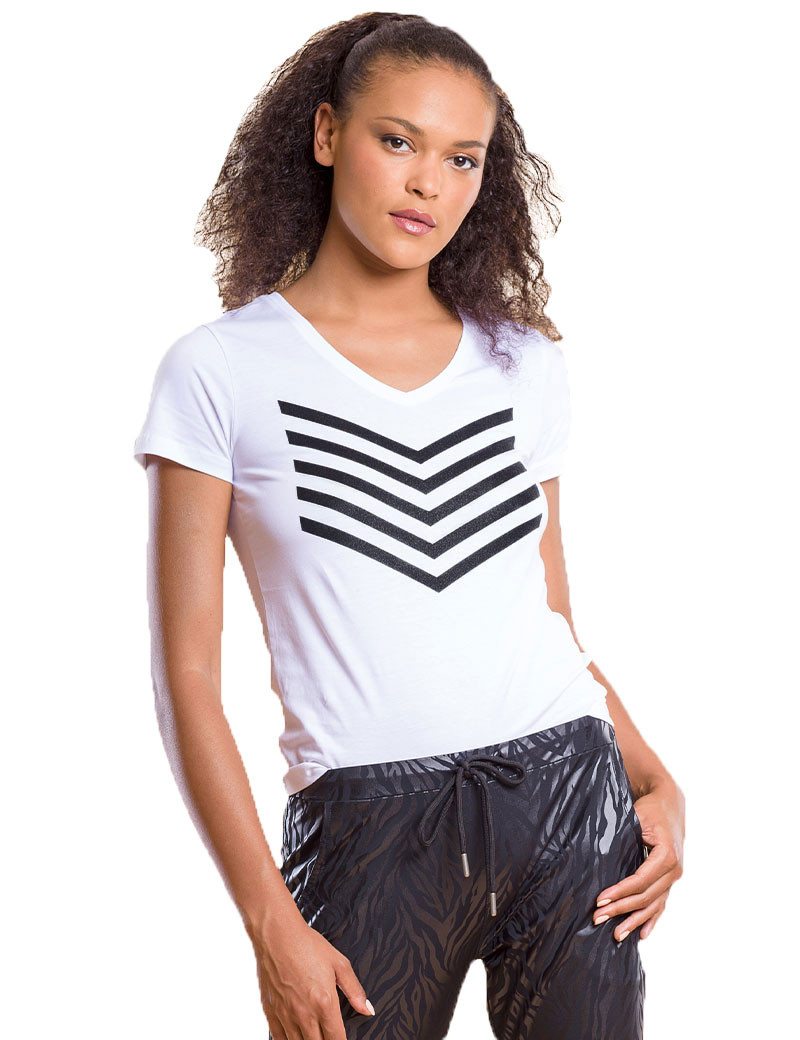 HBT HAILEY TOP COTON BLANC/GLITTER NOIR