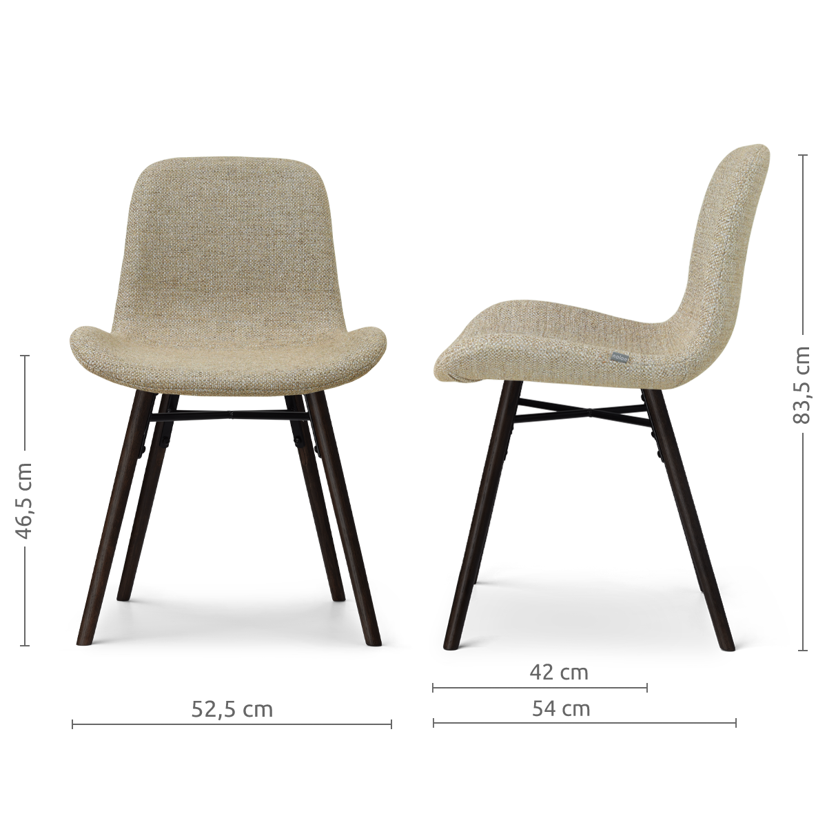 Eetkamerstoel Nena-Fé zwart houten onderstel taupe melange