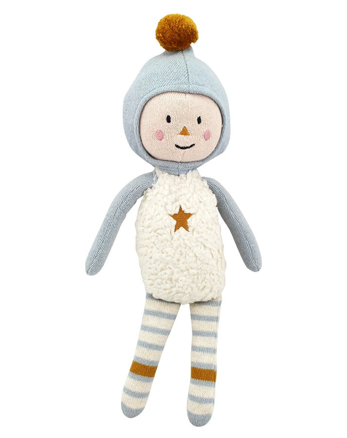 Strick-Puppe EDDY (30cm) in hellblau/creme