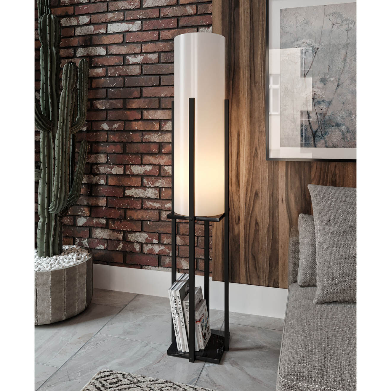 Opviq Lampadaire Dor noir - 21x21x160 cm