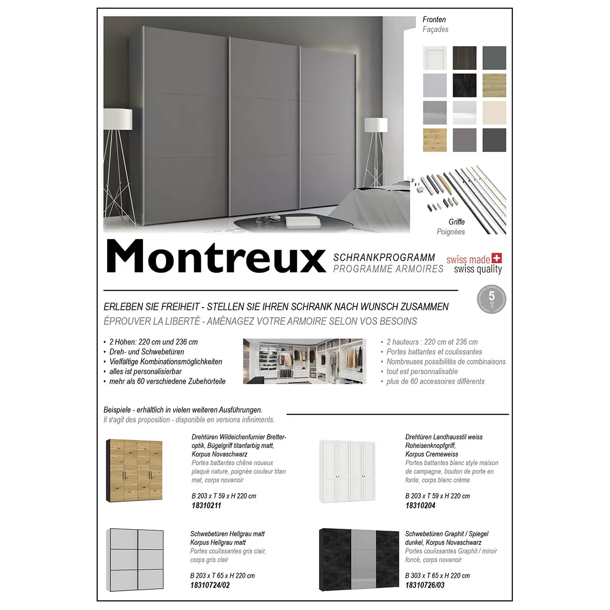 Drehtürenschrank 4-trg Montreux creme,weiss